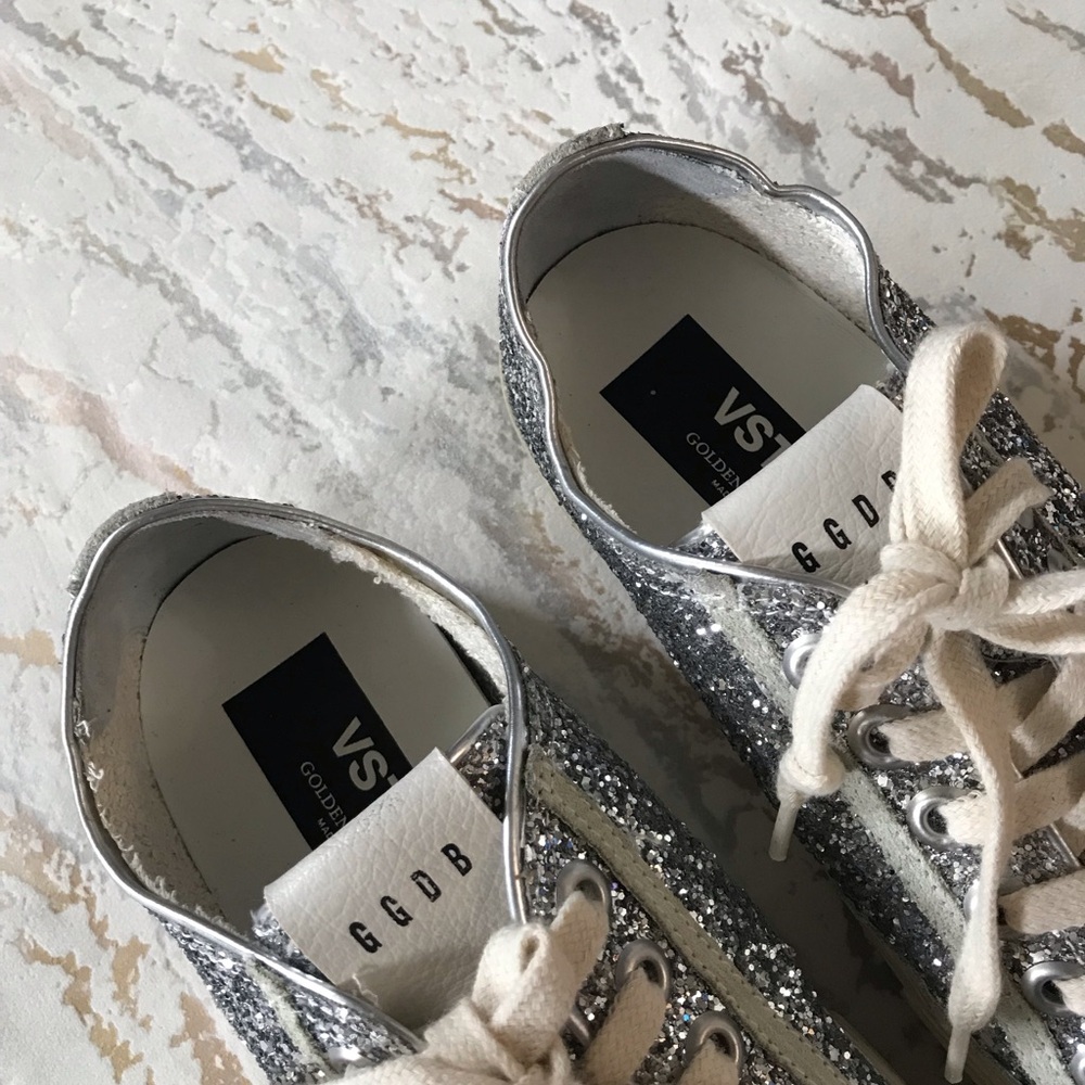 🏇 Golden Goose VStar2 Silver Glitter Suede Star Low-Top Sneakers - Women - Picture 8 of 16